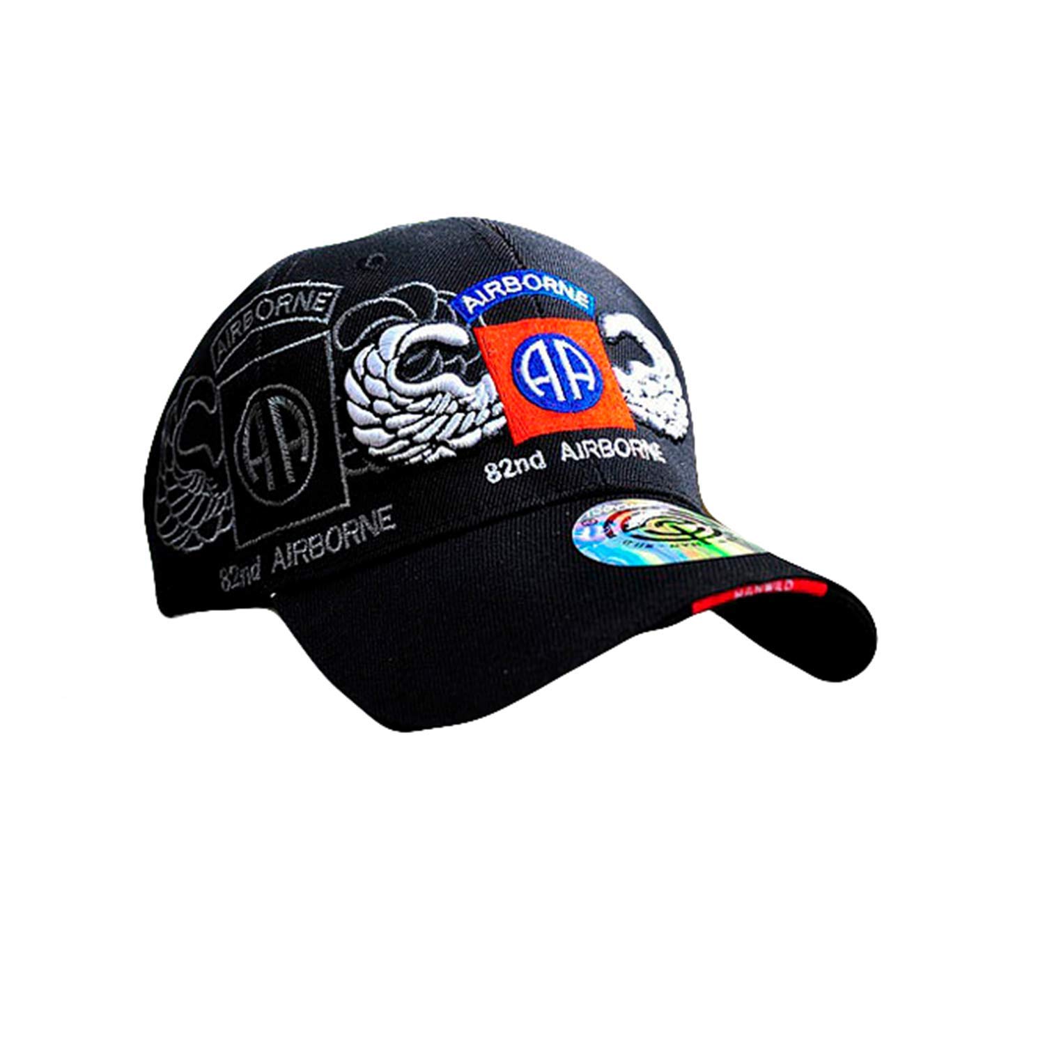 82nd Airborne Division Baseball Cap Embroidered Adjustable Duck Tongue Military Hat One Size Black