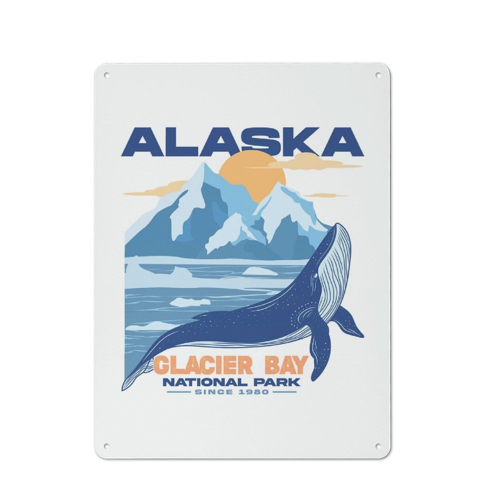 Junmoney Glacier Bay National Park Rustic Tin Sign 40X30cm, Shed Style Utility Space Decor For Patio Bar, Workshop, Shed Or Kitchen