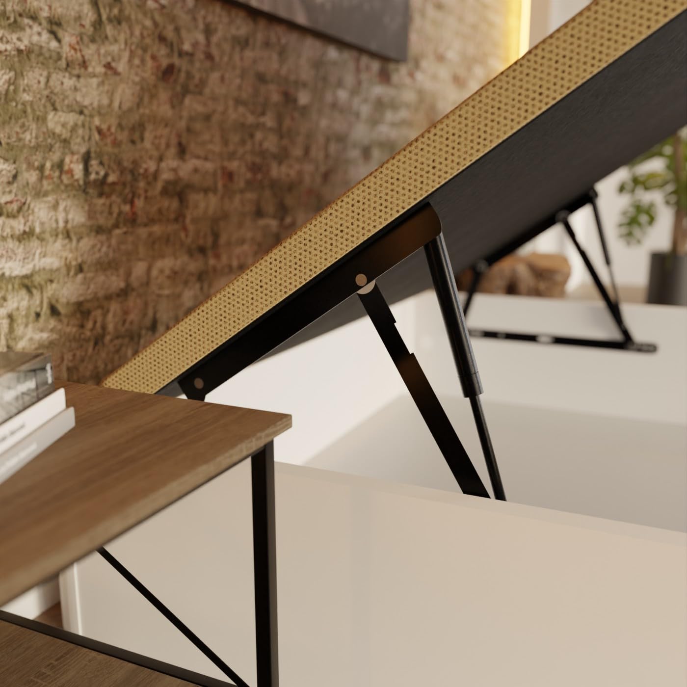 amuéblate Online - Canapé Abatible de Madera Súper Reforzado con Gran Capacidad, Esquinas Redondeadas, 135 x 190, Blanco