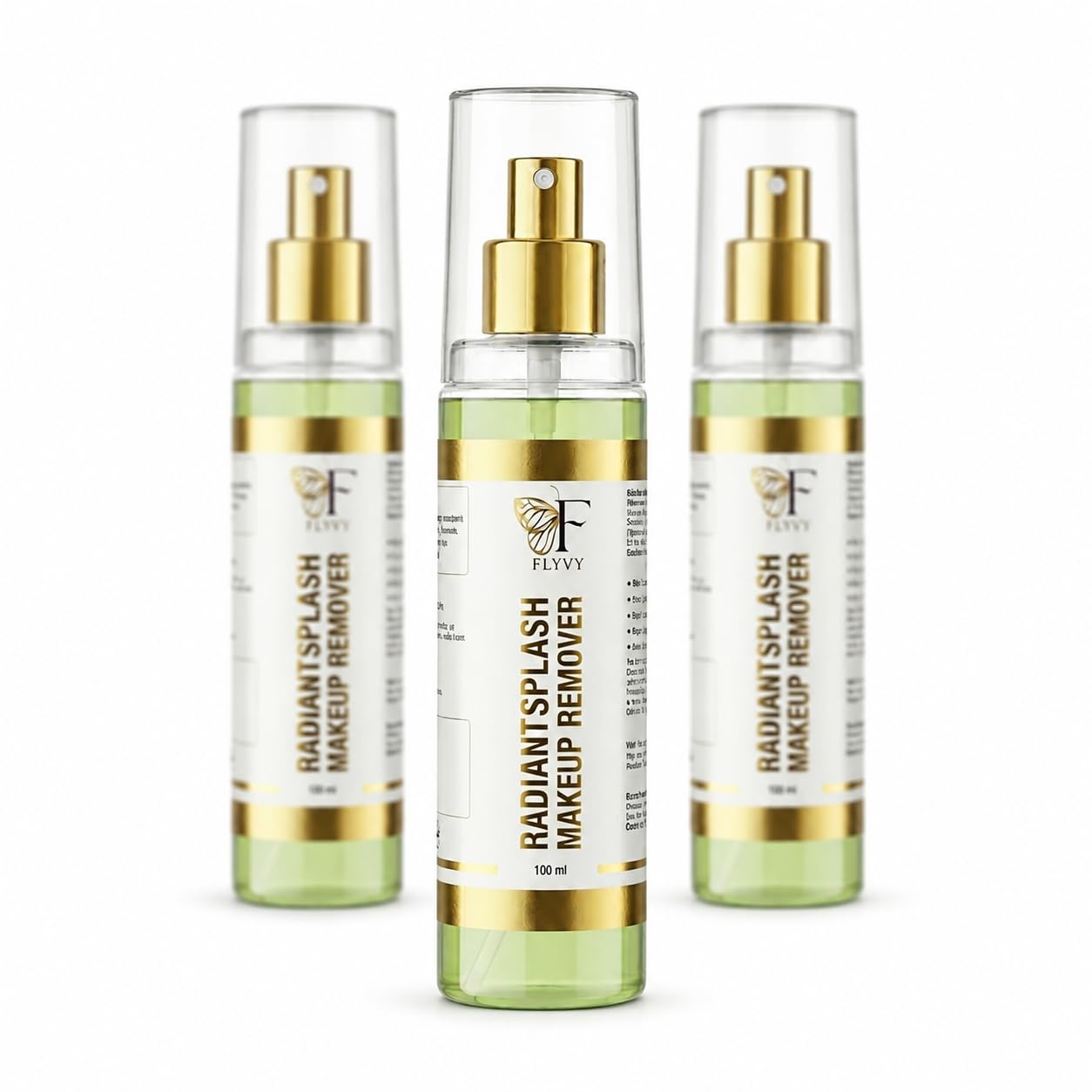 RadiantSplash Makeup Remover Spray, 100 ml | Spray Pump Bottle, Face Cleansing, Gentle Formula, Travel Friendly, Green Tinted Liquid-image-37