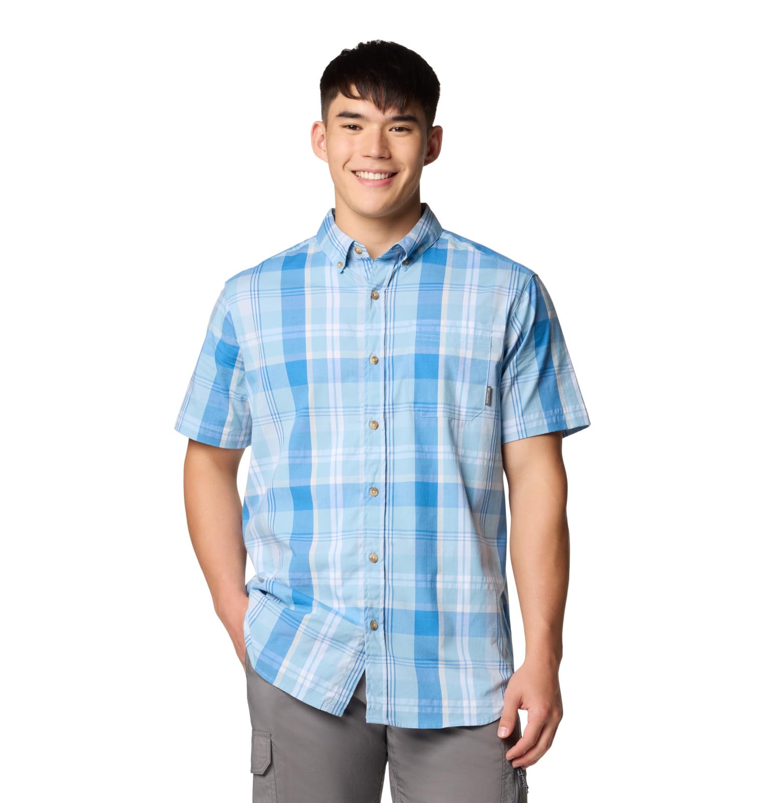 Columbia Men's Rapid Rivers II Short Sleeve Shirt, Ripple Blue Multi Plaid, X-Large