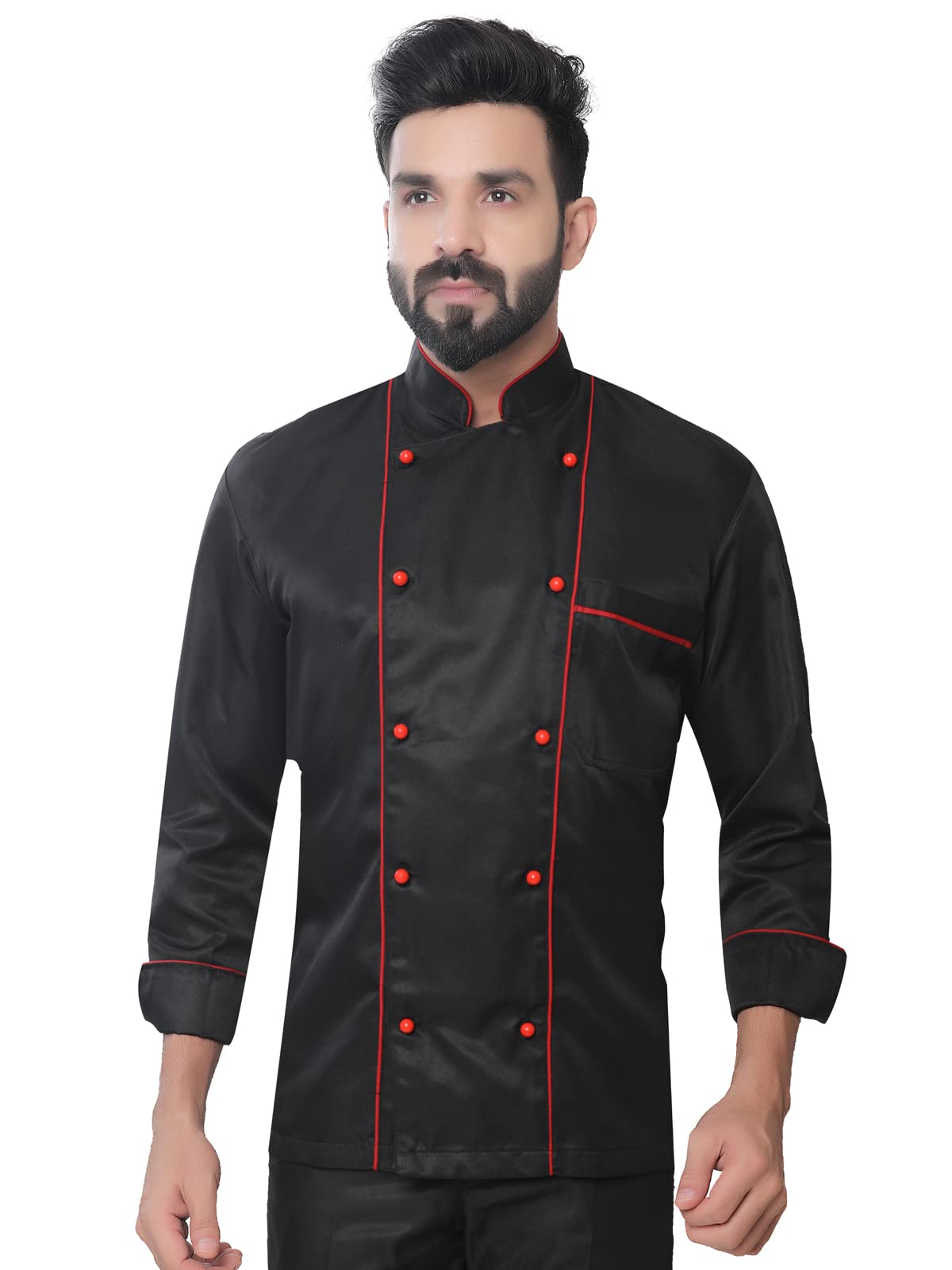 click one Unisex Double Pipeing ChefCoat-picture-25
