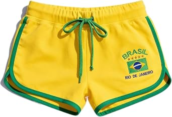 Brazil Y2k Graphic Boxer Shorts for Women Vintage Summer Bottoms 2026 Trendy 2000s Streetwear