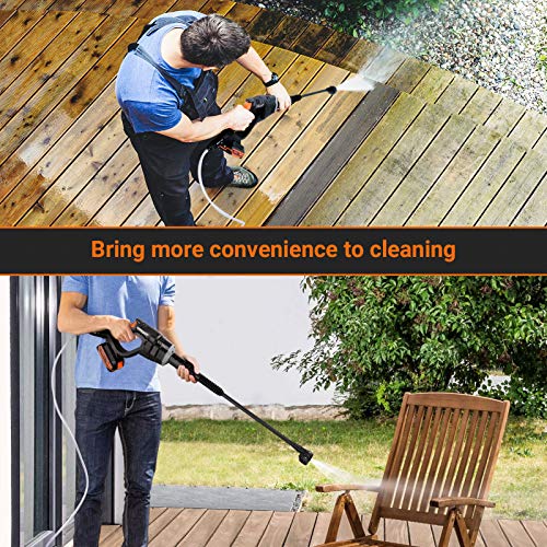 TACKLIFE Cordless Pressure Washer, 20V 2.0AH, 6-in-1 Adjustable Nozzle, 319 Max PSI Portable Power Cleaner, Suitable for Washing Cars, Cleaning floors and Watering Flowers-KDPW20A