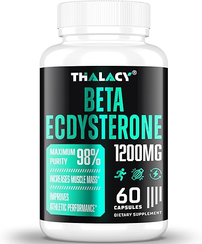 Thalacy 1200MG Beta Ecdysterone Supplement, 98% Pureza Máxima Ecdysterone Suplementos para masa muscular magra, rendimiento atlético y fuerza, 60