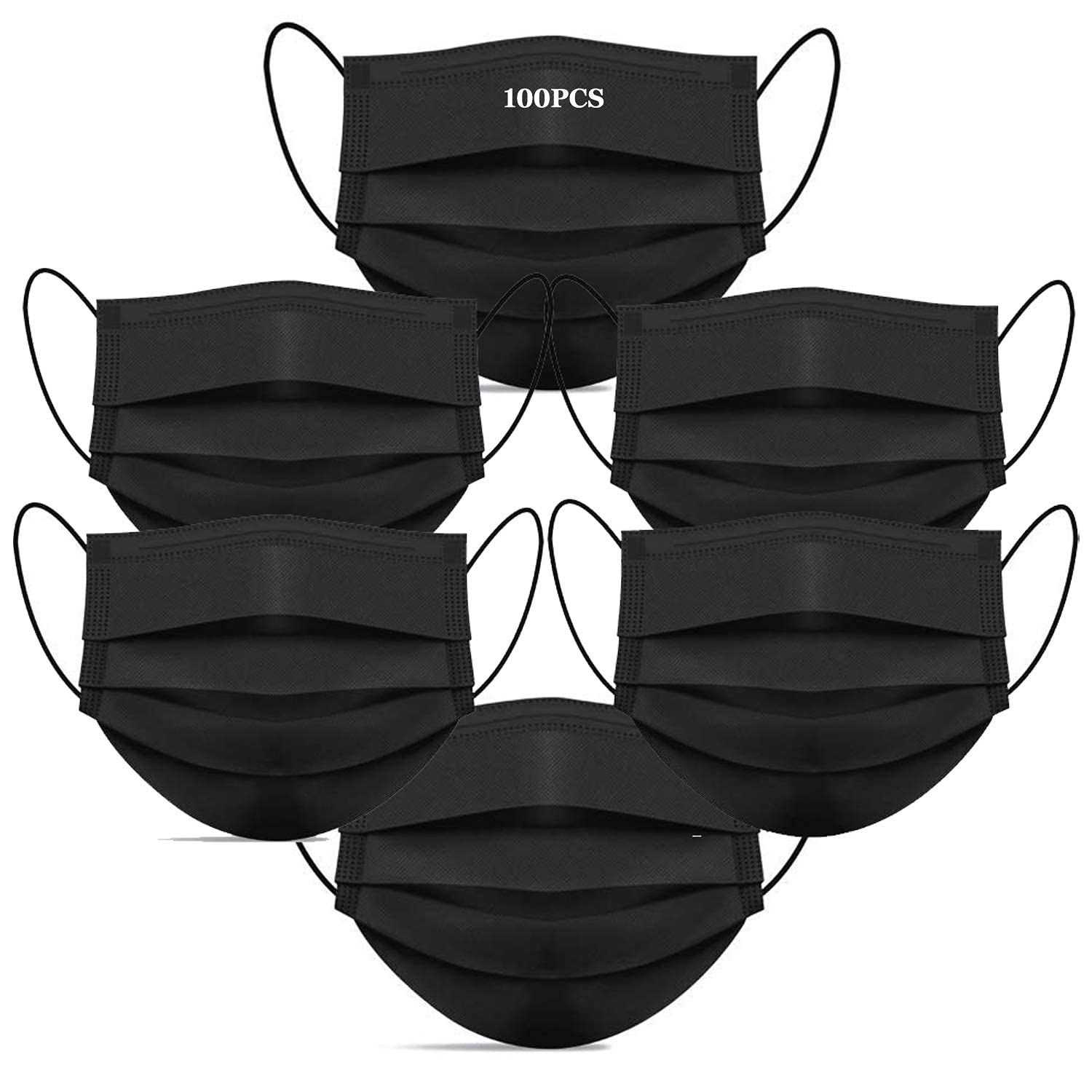 WELLSTAR Family Pack (100 Pcs) 3-Ply Black Meltblown Disposable Surgical Face Mask With Nosepin High Standard Fabric For Protect Your Dust And Pollution (B09FLV79Z3) Amazon Price History, Amazon Price Tracker