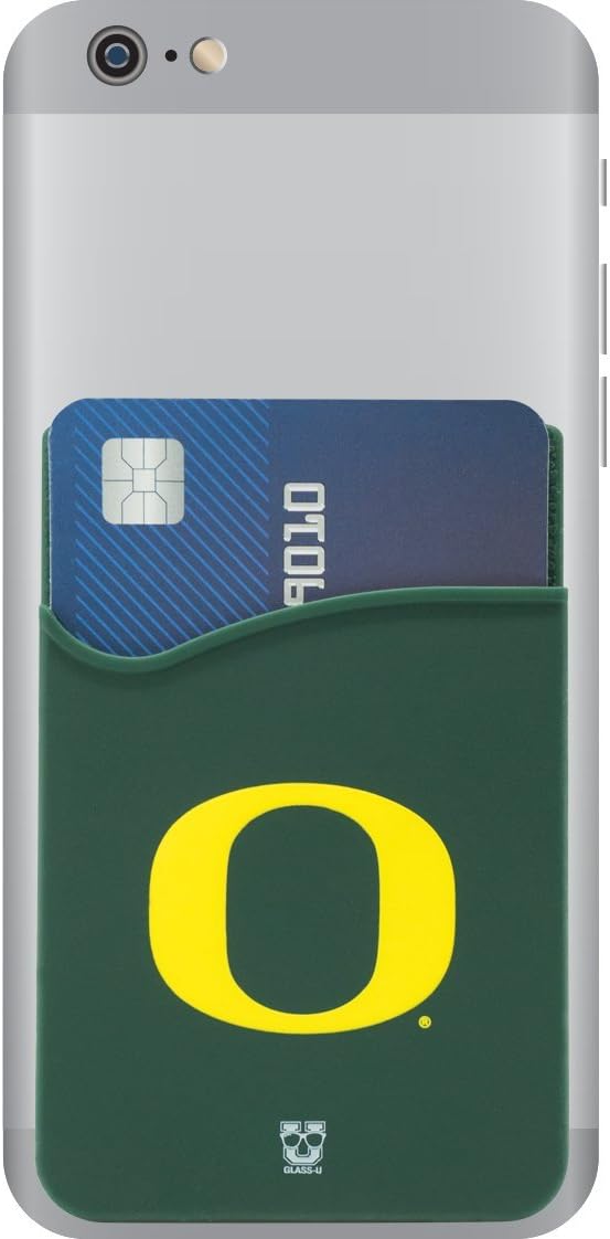 Oregon Ducks Adhesive Silicone Cell Phone Wallet/Card Holder for iPhone, Android, Samsung Galaxy, & Most Smartphones