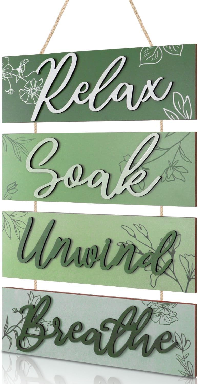 HPNIUB Bathroom Sign Relax Soak Unwind Breathe Spa Wall Decor Set โ image 1