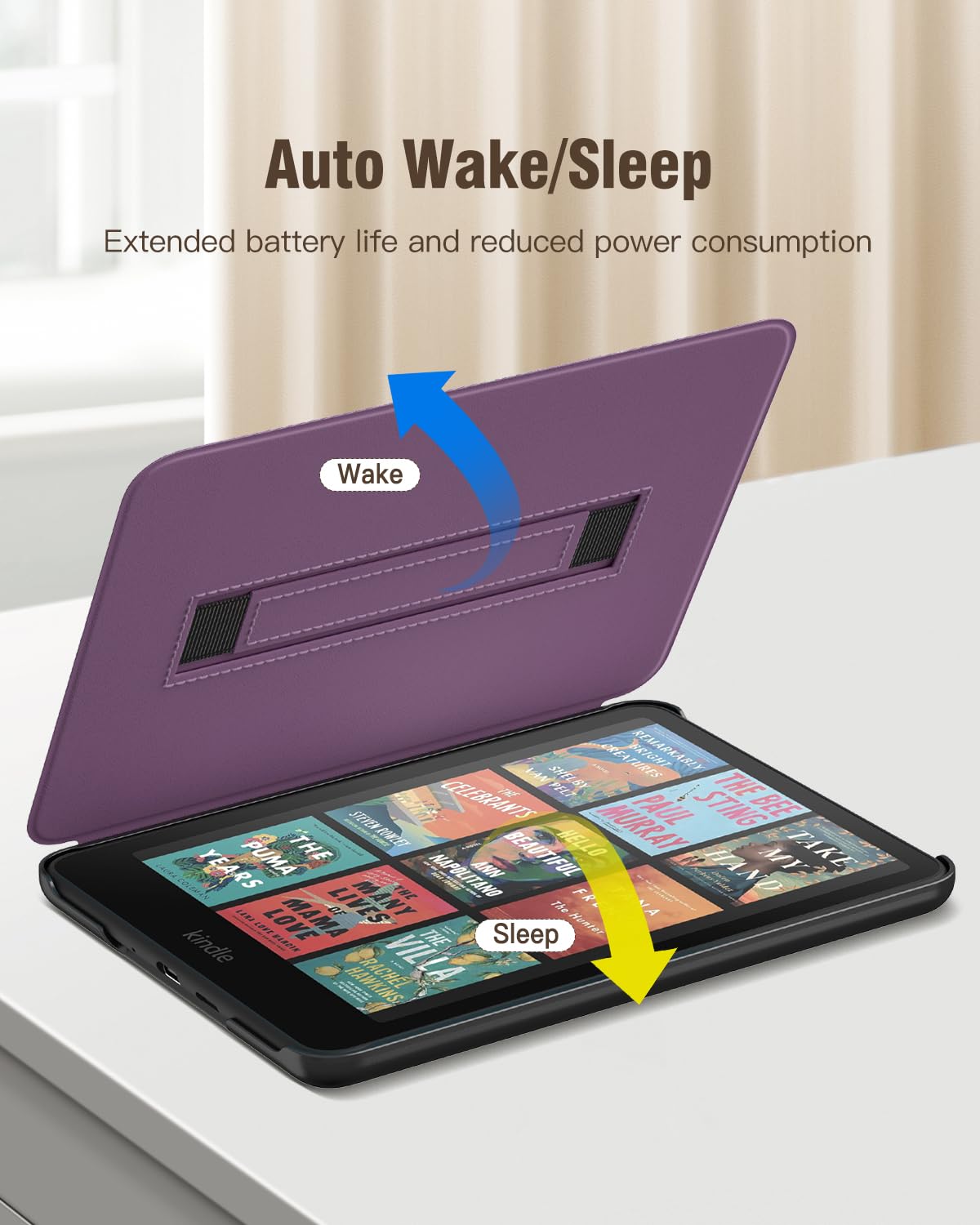 MoKo Étui pour Kindle Paperwhite 7" (12e gén, 2024), Violet Foncé | pour Signature Edition 2024, Housse Légère avec Dragonne, Auto Réveil/Sommeil