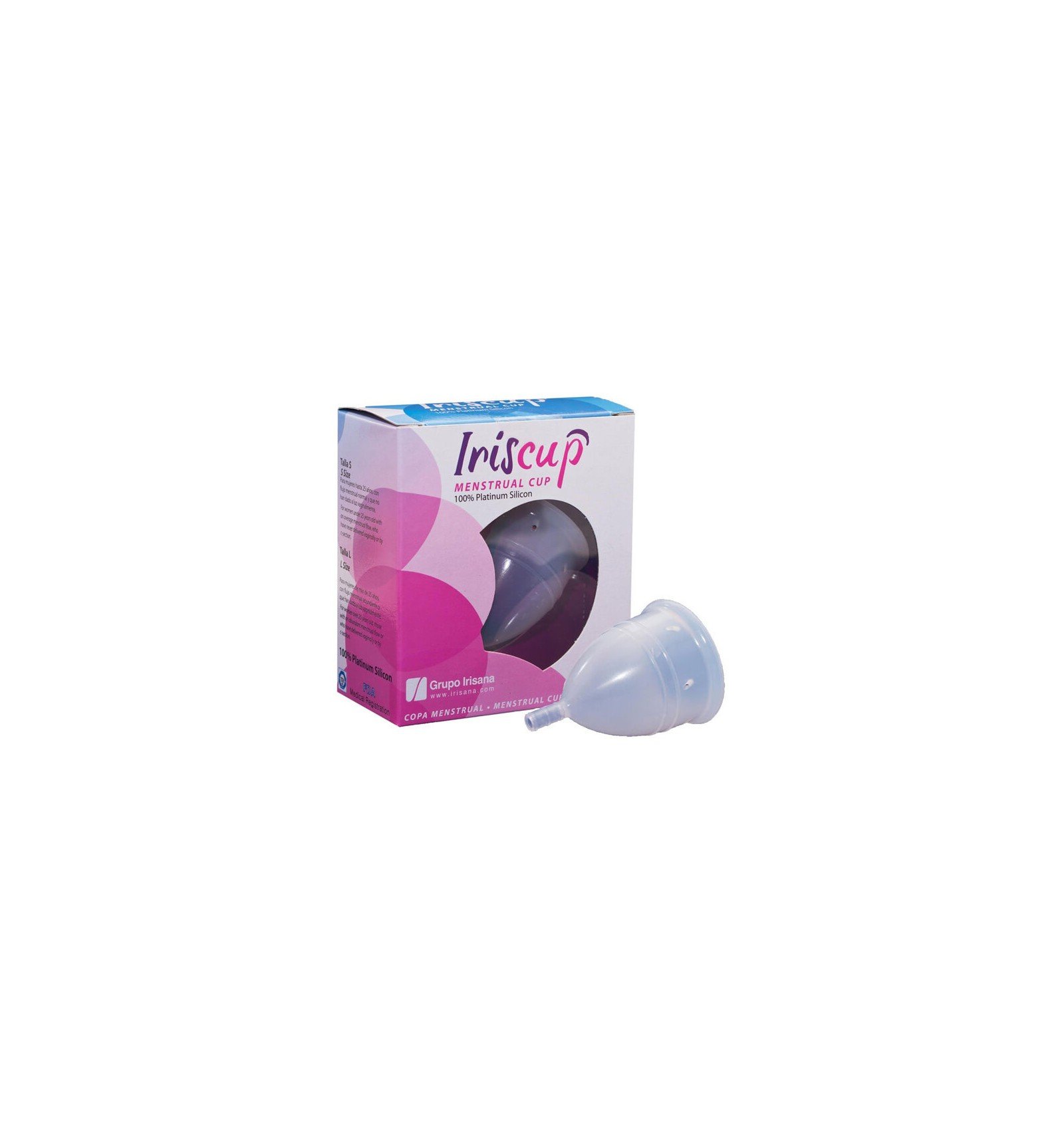 Irisana - Copa Menstrual - Talla S - Transparente - 8,​5 x 4,​5 x 9,​5 cm - De 100% Silicona Quirúrgica - Compatible con DIU - Ecológica - Modelo Iriscup