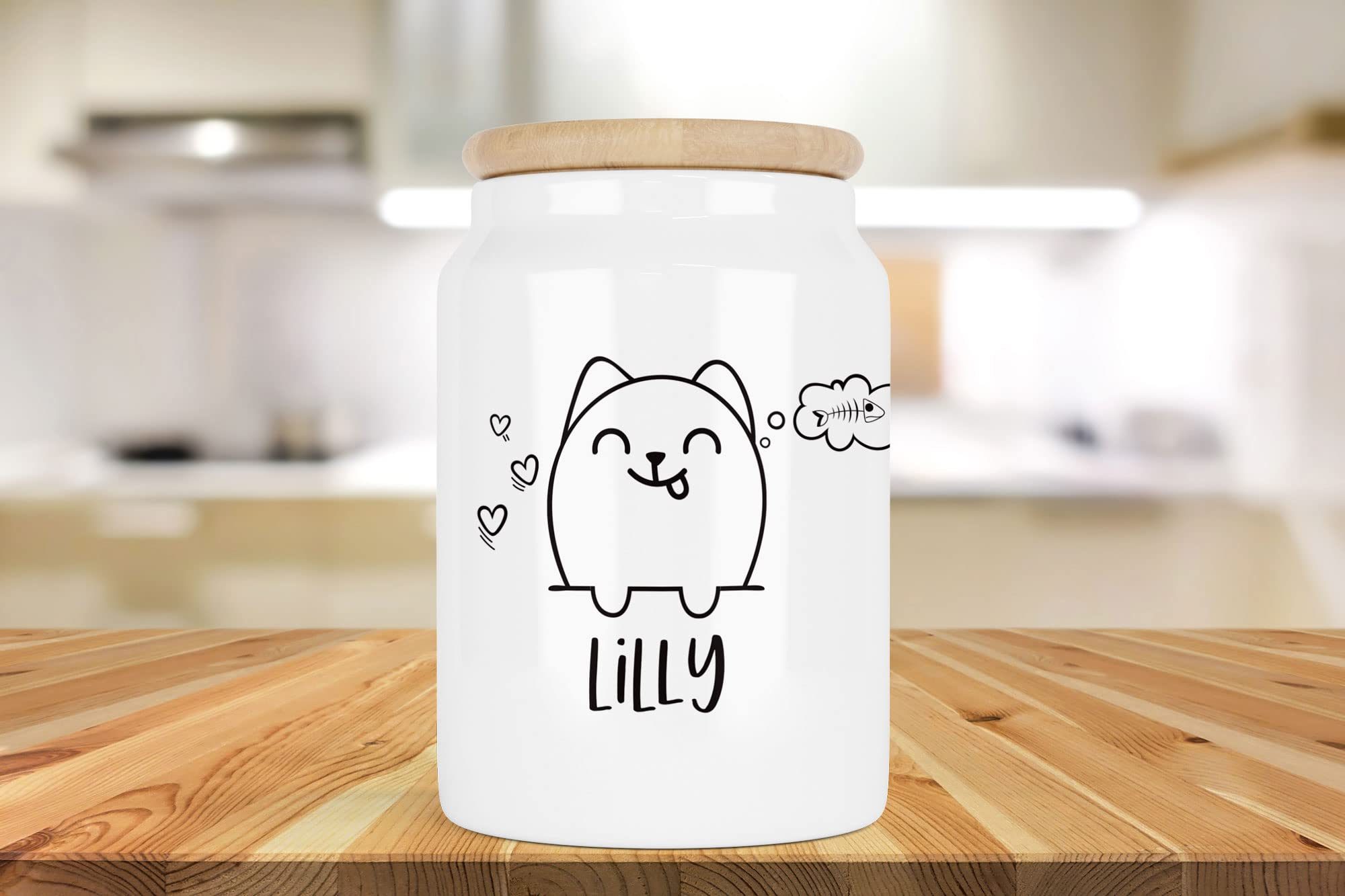 Selket's Shop Keramik Leckerli Dose Katze – personalisiert mit Name – Keksdose für Snacks, Trockenfutter & Leckerlis