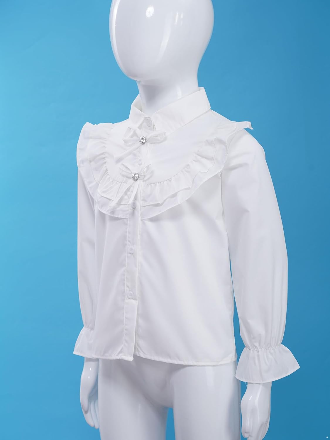 Hularka Kids Girls Princess Tops Classic Ruffled Long Sleeve Button Down Shirts School Uniform Shirts Blouse