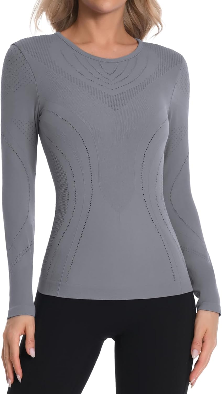 ATTRACO Women’s Long Sleeve Shirts Crew Neck Thermal Tops Undershirts Slim Fit Base Layer Breathable ATTRACO Women’s Long Sleeve Shirts Crew Neck Thermal Tops Undershirts Slim Fit Base Layer Breathable