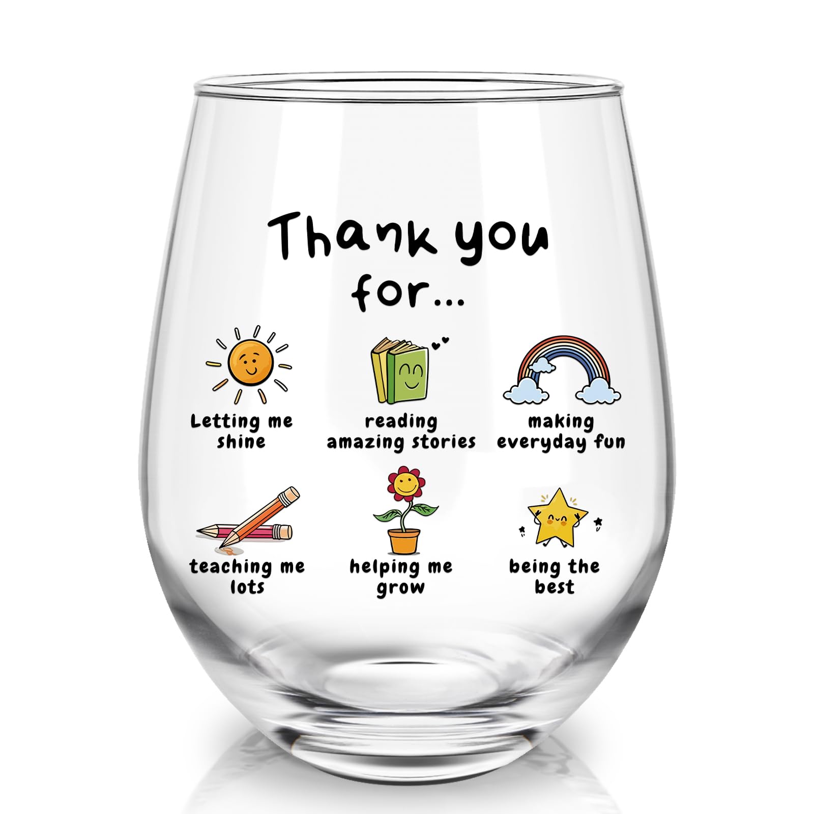 Joymaking Wine Glass Teacher Gifts, Thank You Teacher Gifts, Thank You for Helping Me Grow, 520ml