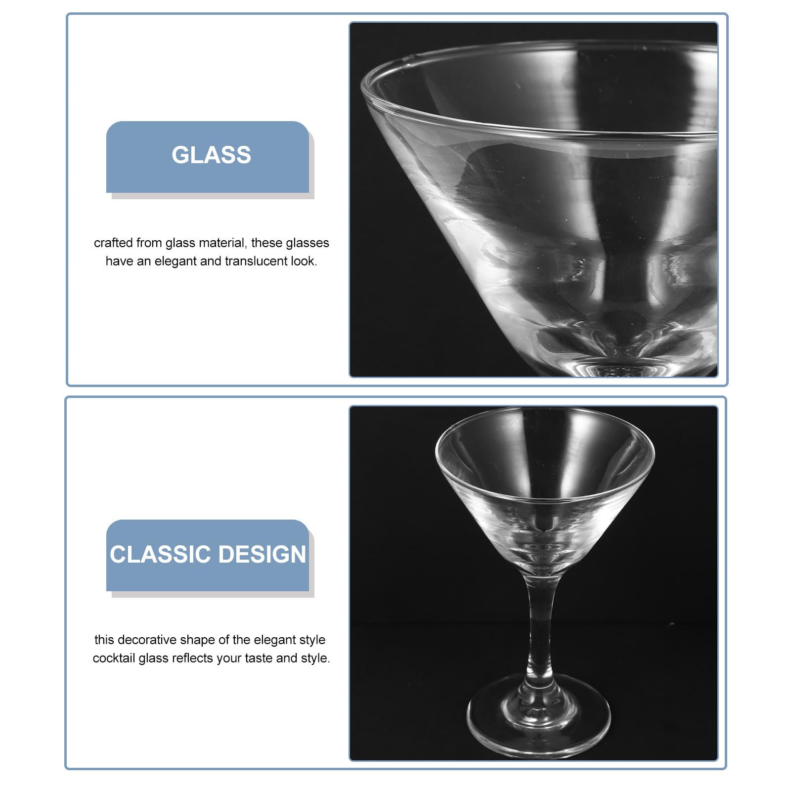 Sosoport 6 Pièces Verre à Cocktail Martini en Élégant et Décoratif 120ml