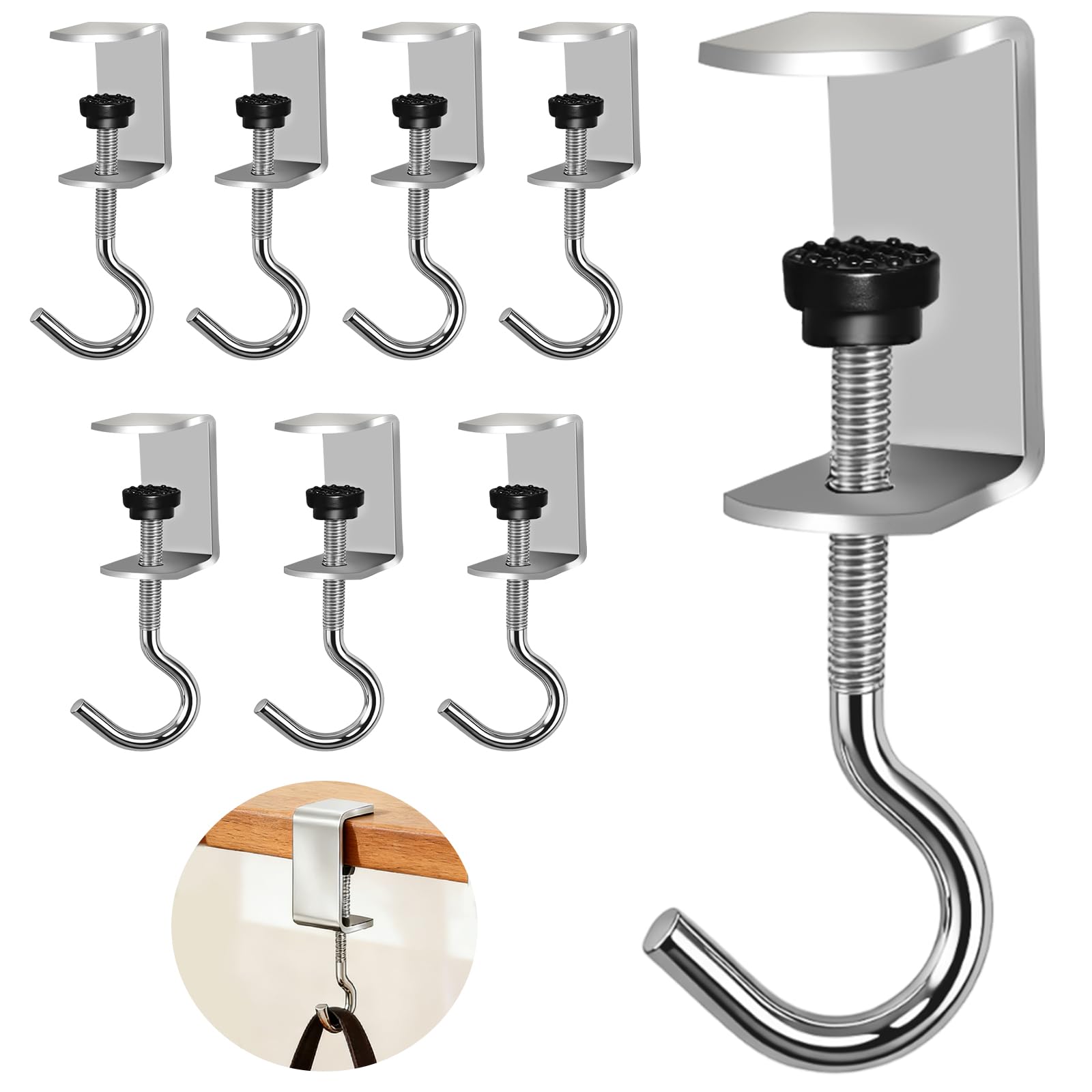 Desk Hooks - 8 Pack Heavy Duty Shelf Hangers -1