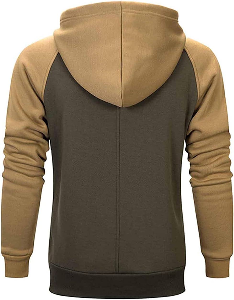 Mens Hoodies Patchwork Pullover Fleece Color Block Long Sleeve Sweatshirts Casual Tops with Pocket - Image 4