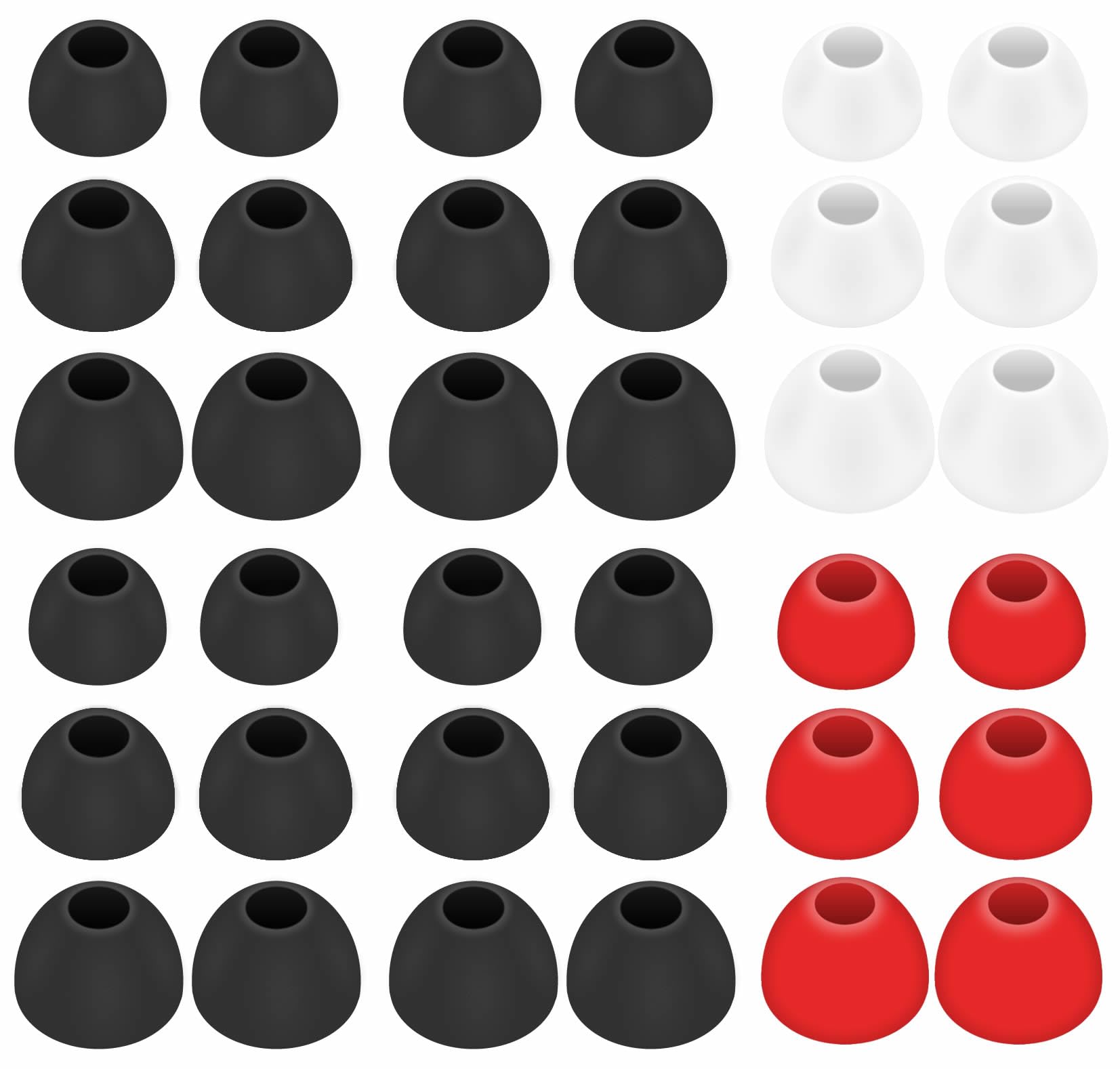 A-Focus 36 Pcs Ear Tips Buds Covers Replacement Silicone Eartips Earpads Small Medium Large Accessories for in-Ear Earbuds Inner Hole 4.0mm-5.2mm