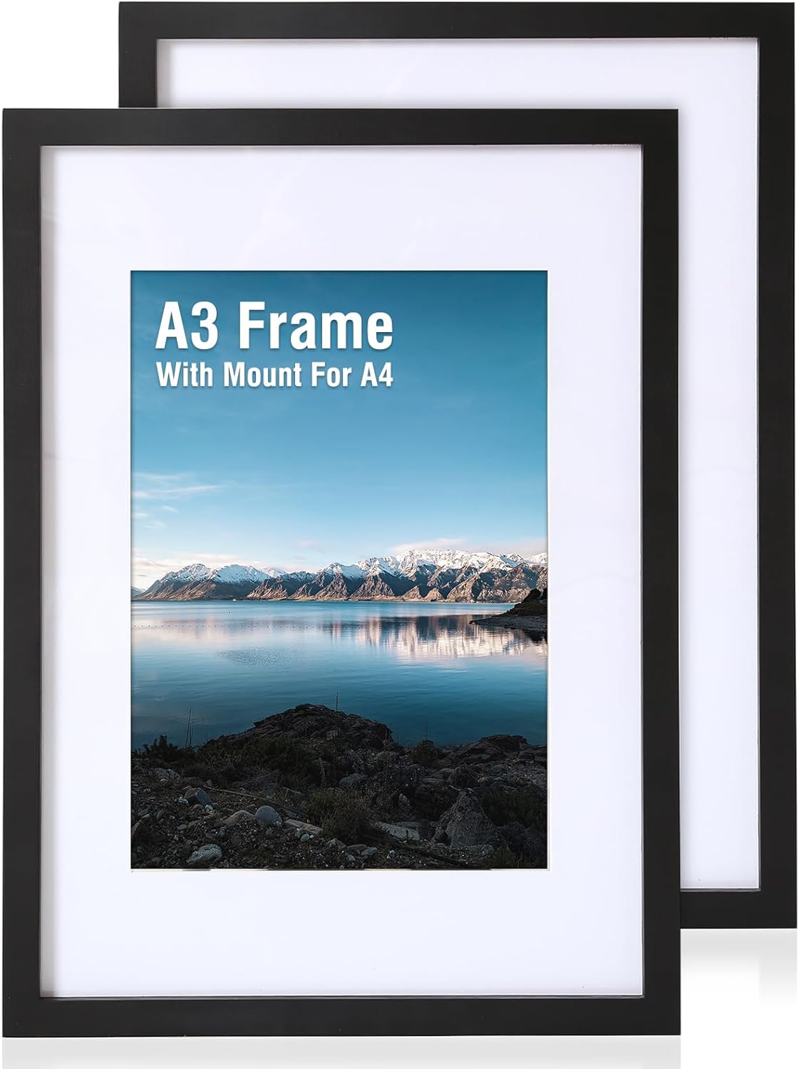 Cispree A3 Photo Frame 2 Pack, A3 Wooden Picture Frames with Mount for