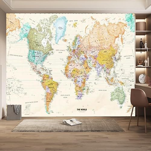 Papel tapiz 3D de mapa del mundo, papel tapiz de pared grande de estilo retro, para sala de estar, dormitorio, sala de juegos, decoración de pared