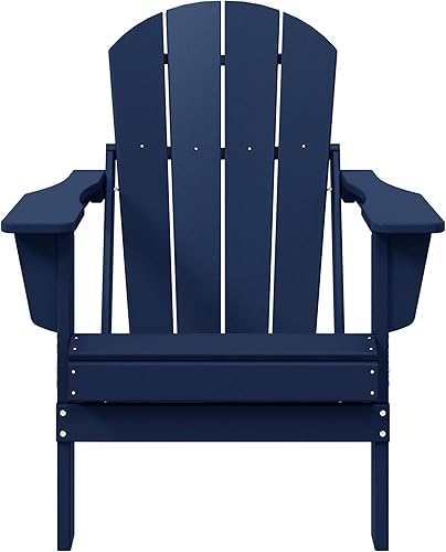 WestinTrends Malibu HDPE - Silla plegable Adirondack de polietileno para exteriores, color azul marino