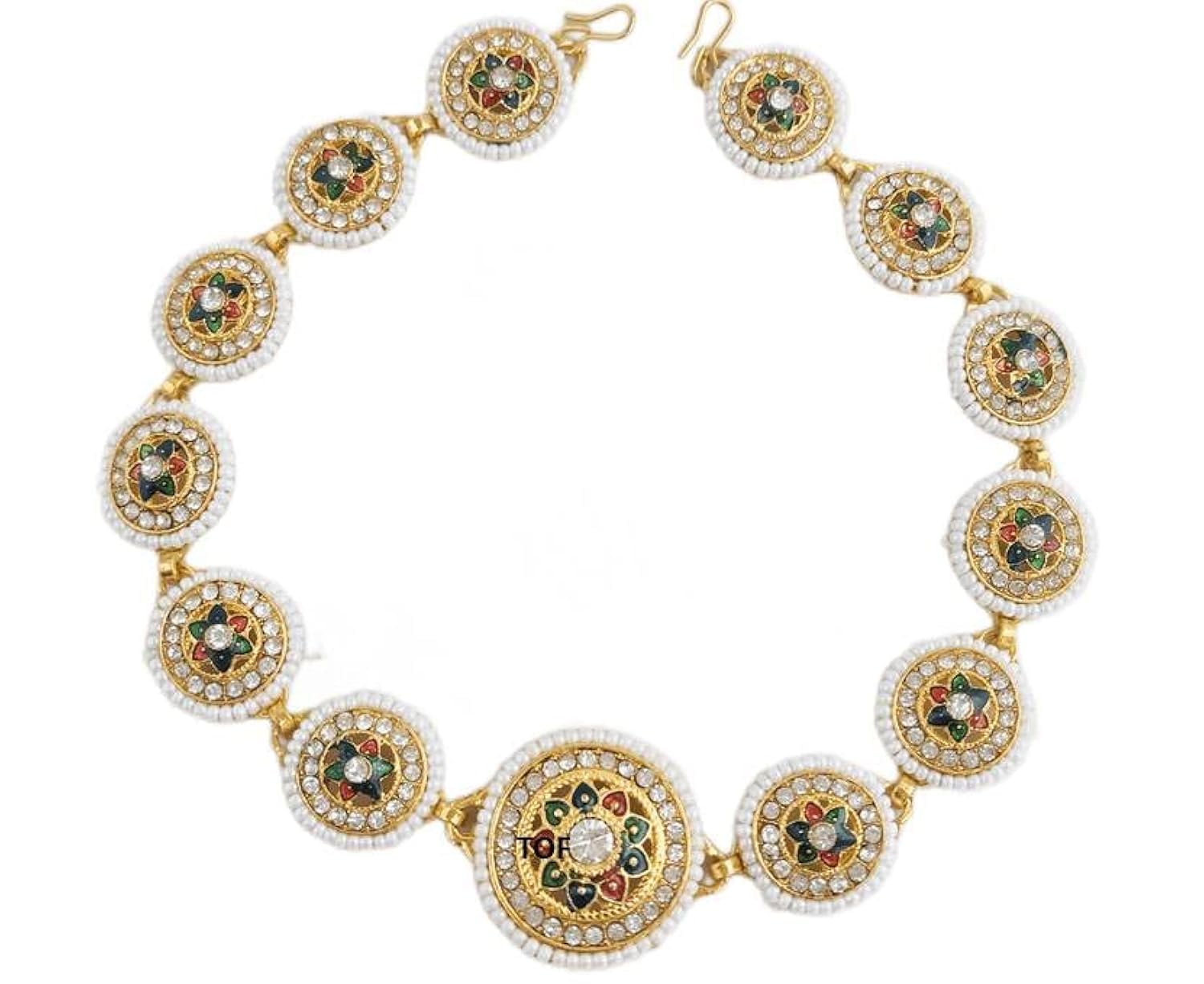 The Opal Factory Hair Jewellerytof Hair Jewellery/Hair Pin/Hair Clip/Gold Plated Meenakari Multi Stone Hairband For Womens And Girls (Tof Minakari Stone Sheeshphool) (B08X48B393) Amazon Price History, Amazon Price Tracker