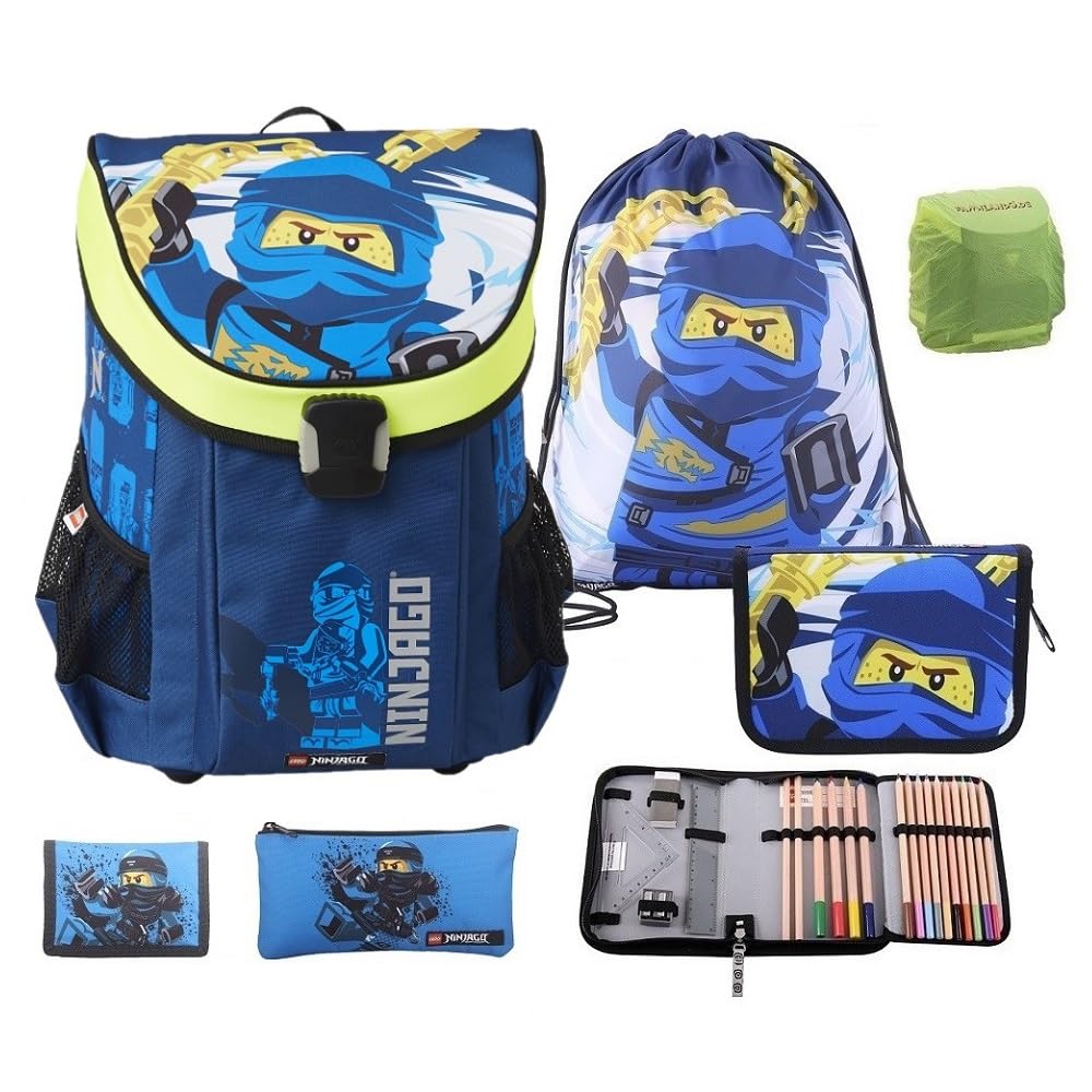 Familando Ninjago Tornister szkolny dla chłopców i dziewczynek · Lego Easy · 790 g · Tornister szkolny 1. klasa w zestawie, niebieski