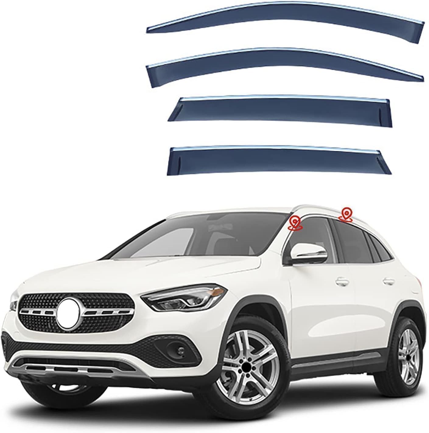 WeiYH Wind Deflectors for Benz GLA MK2-H247 2020 2021 2022 2023, Keep Your Car Ventilated in Rain Car Rain Guard Shield Stick-on Fitment Weathershields