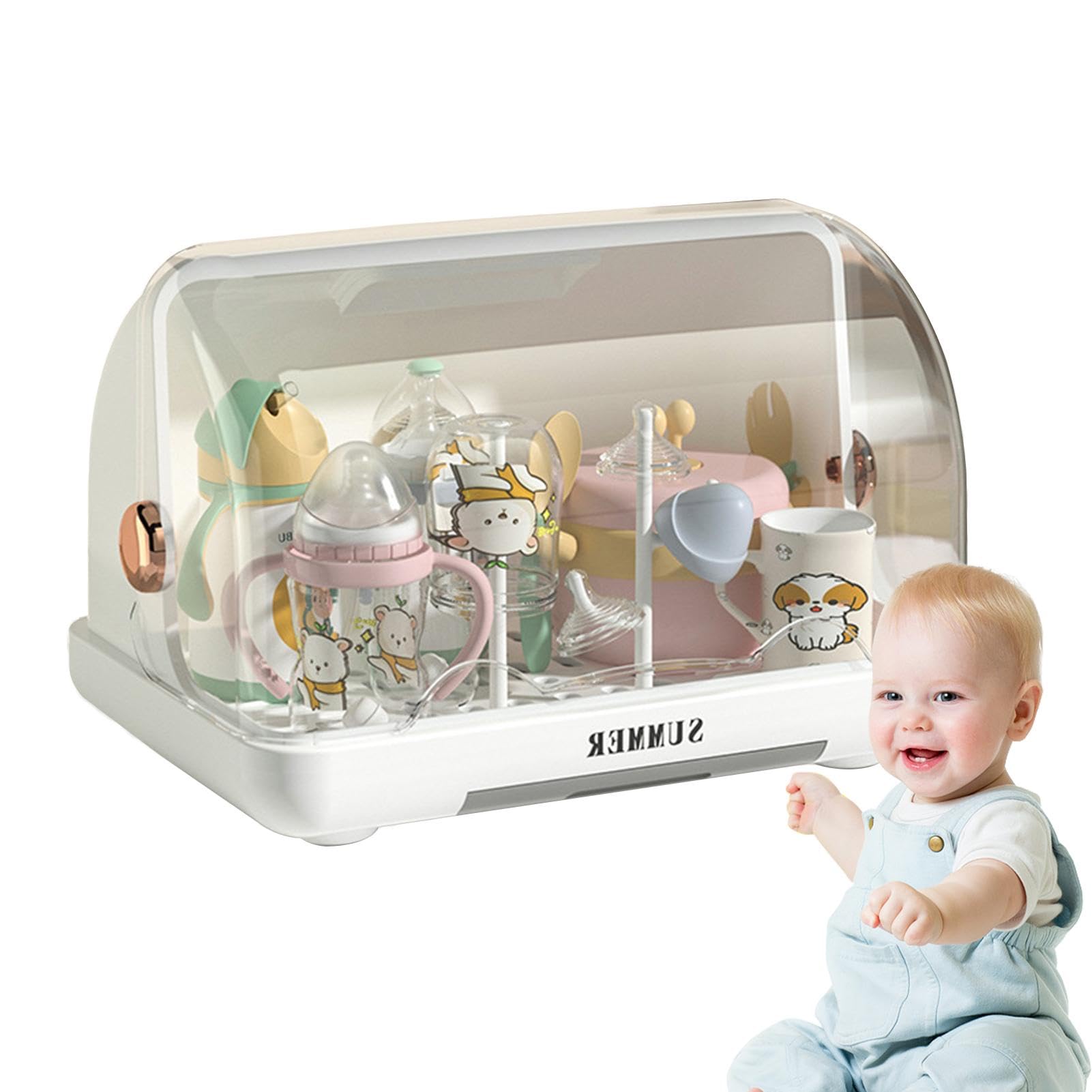 Organisateur De Rangement Pour Biberons | Étagère De Séchage à 3 Niveaux Avec Couvercle Anti-Poussière - Pour Cuisine Ou Chambre