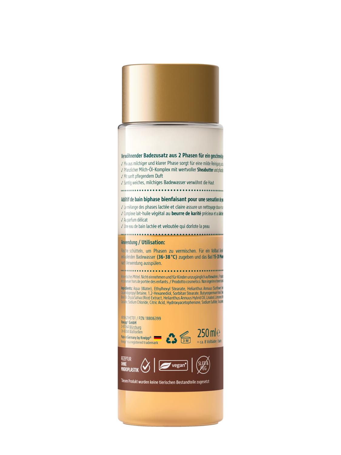 Kneipp Mleczko Ryżowe Shea Olejek do Kąpieli, 250 ml
