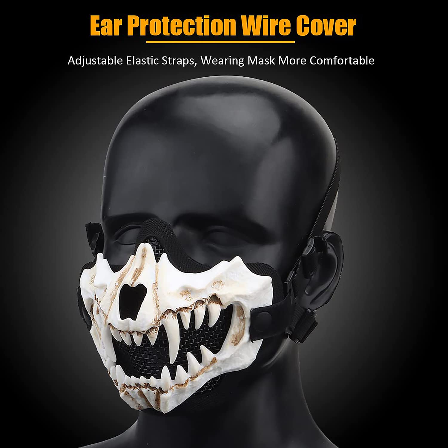 Airsoft maska do połowy twarzy czaszki taktyczna ochrona twarzy maska siatkowa na Halloween, cosplay, paintball, CS polowanie, Cosply