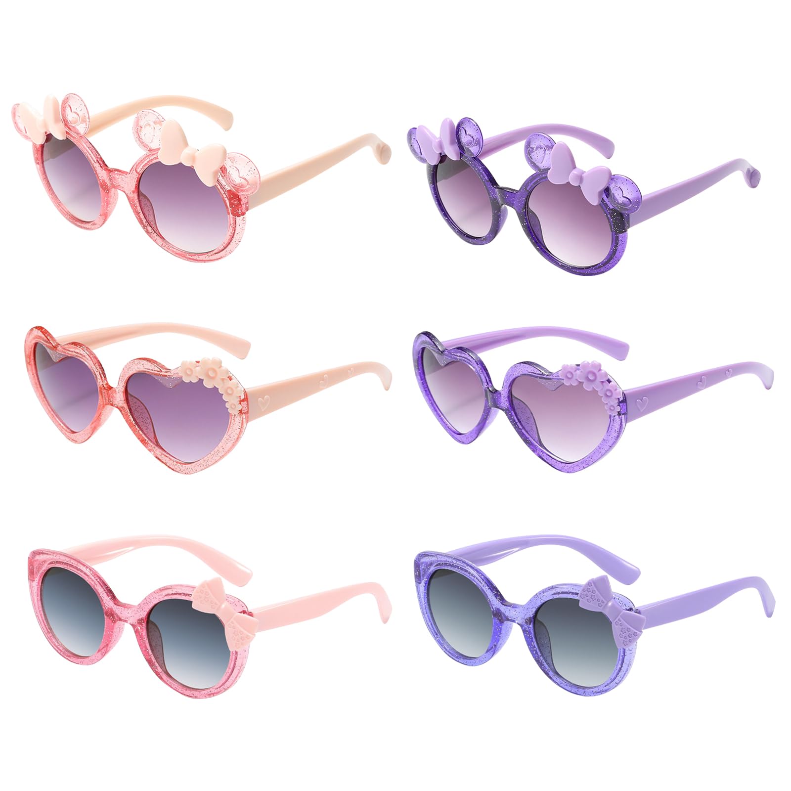 JSTHHTT 6 Piezas Gafas de Sol Con Forma de Flor, Unicornio Gafas de Sol para Niñas, UV400 Protección, para Niños, Actividades de Verano, Playas, Fiestas