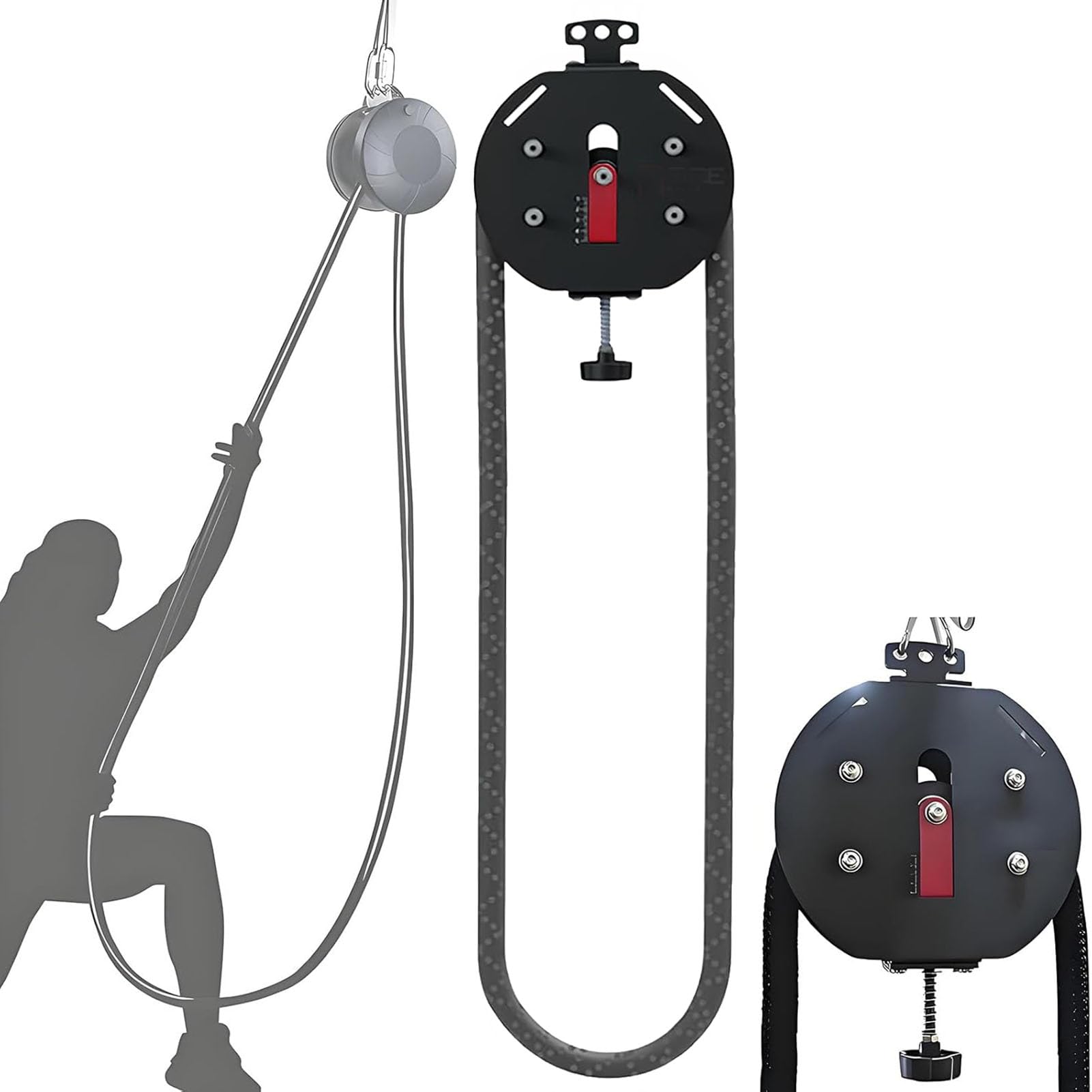 Eiwitany Endless Rope Trainer - Adjust Pulley Fitness for Home Gym,for Grip & Back Workouts, Resistance Training, Strength Building Equipment (Red)