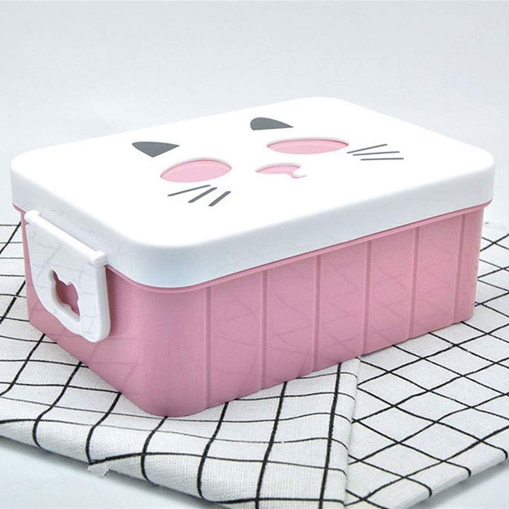JINGYAN Boîte à bento Boîte à déjeuner isolée en Plastique pour l'école pour Enfants Bento Box Chauffée Femmes Portable Thermo Food Conteneur pour Bureau et Home Lunchbox(Pink)