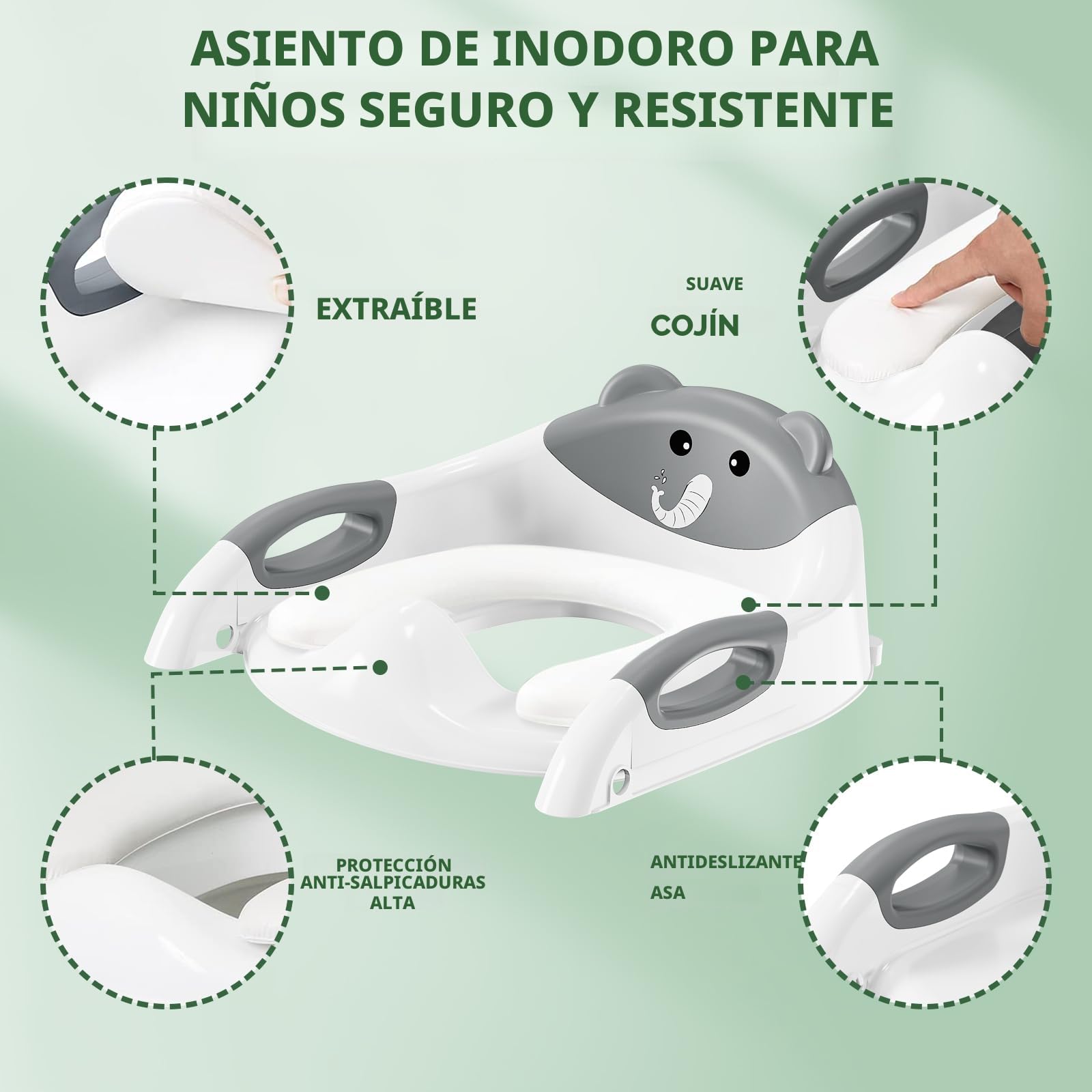 adaptador wc niños, Plegable Portatil Infantil Asiento Inodoro, inodoro de entrenamiento 2 en 1 para niños, cojín antideslizante y antisalpicaduras, taburete de escalera