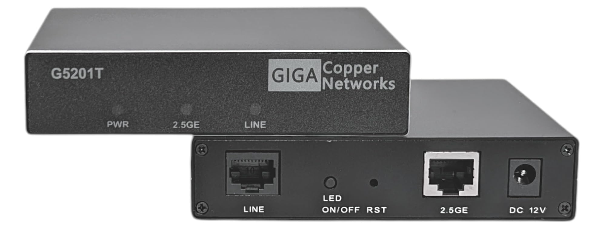GIGA Copper - G.hn Wave2 MIMO Modem Set mit 2,5GBit LAN - Gigabit Ethernet über Telefonkabel (2- & 4-Draht), 1500 Mbit/s, Latenz <1ms, Set mit 2X G5201T InHome