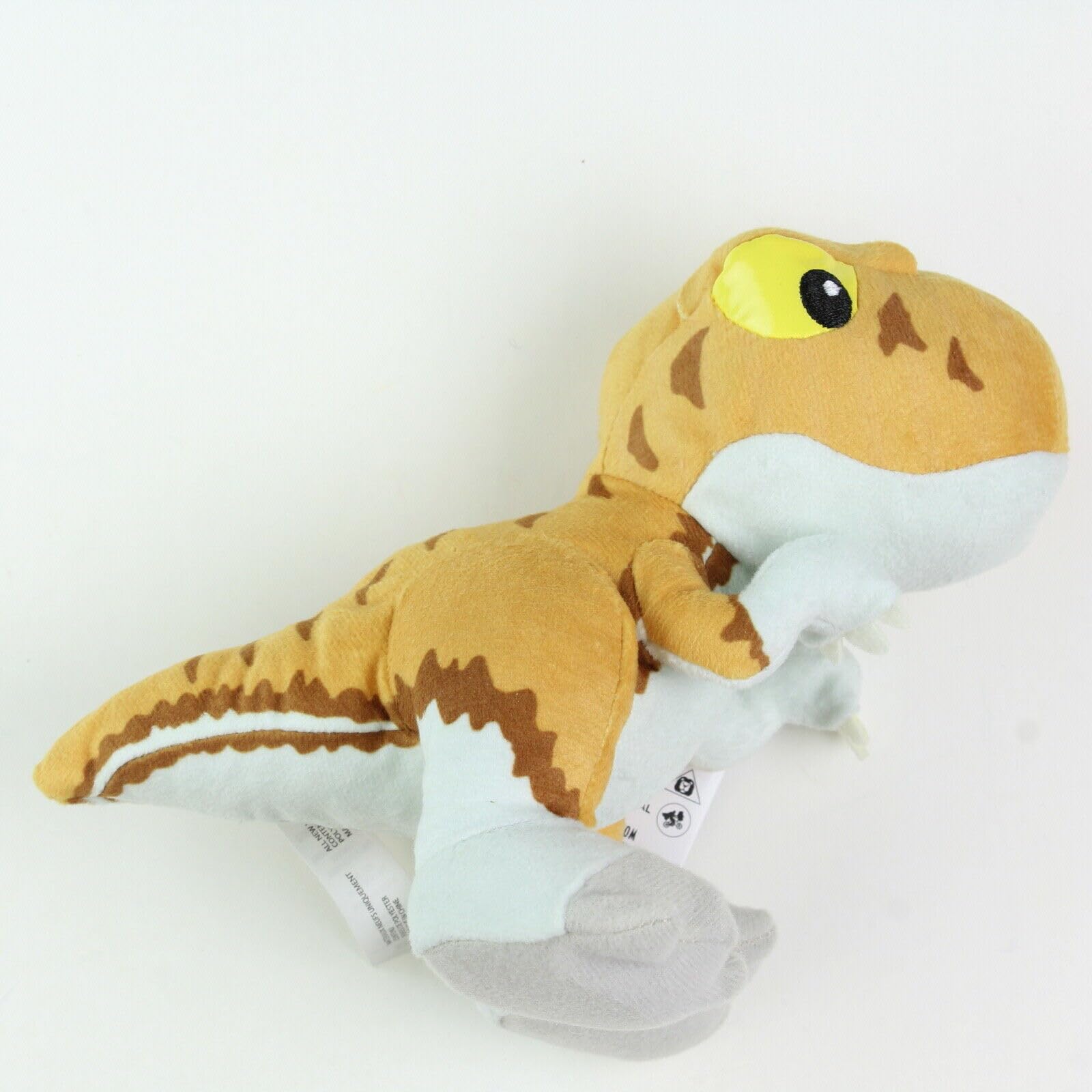 Jurassic World: Dominion - Mini peluche de 7 pulgadas de dinosaurio suave con sonidos de dinosaurio con calcomanía adicional (Atrociraptor)