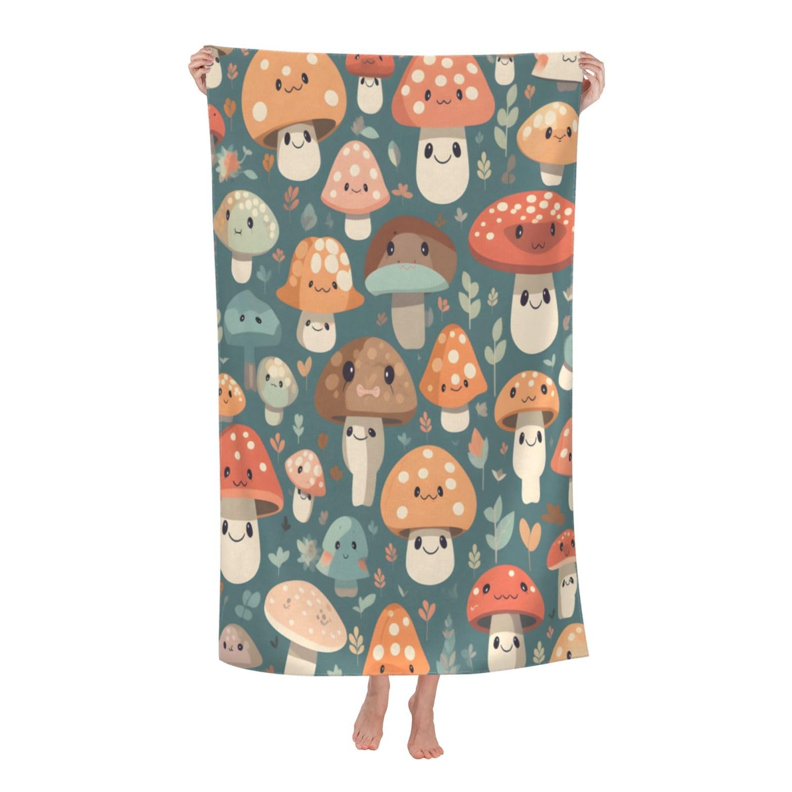 LSRCPD Beach Towels Cartoon Mushroom Camping Yoga Swim Swimming For Men Women 80X130Cm