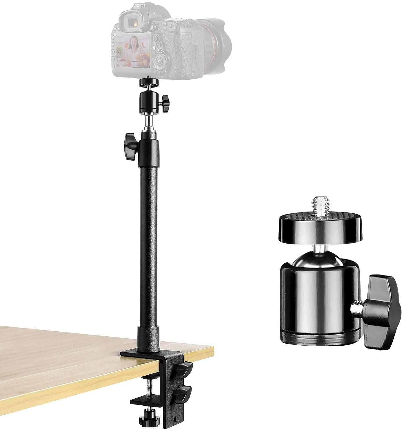 Hanumex Adjustable Desk Mount Stand, 12-20" Tabletop C Clamp, Metal Light Stand with 1/4" Screw for DSLR Camera, Ring Light, Video Light, Panel Light (B0DF7WR56Z) Amazon Price History, Amazon Price Tracker