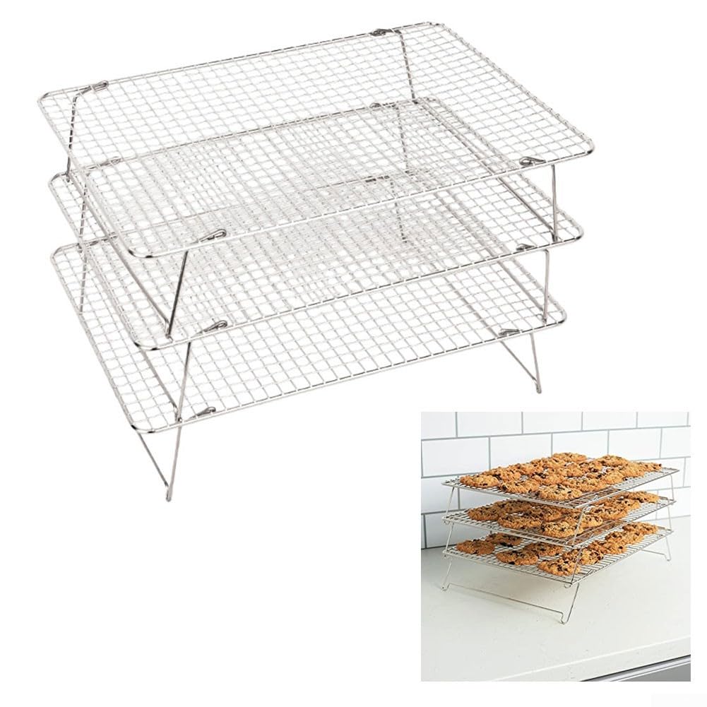 Grille Pâtisserie Empilable pour Gâteaux et Cookies(Three-layer)