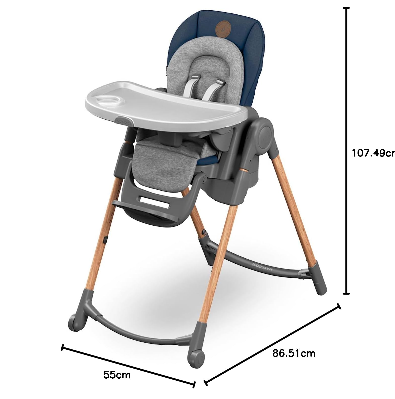 Maxi-Cosi Minla trona Evolutiva, reclinable y plegable, 6 en 1, silla portátil de viaje convertible para niños y Asiento Elevador, crece con el niño 0 meses - 14 años, essential blue