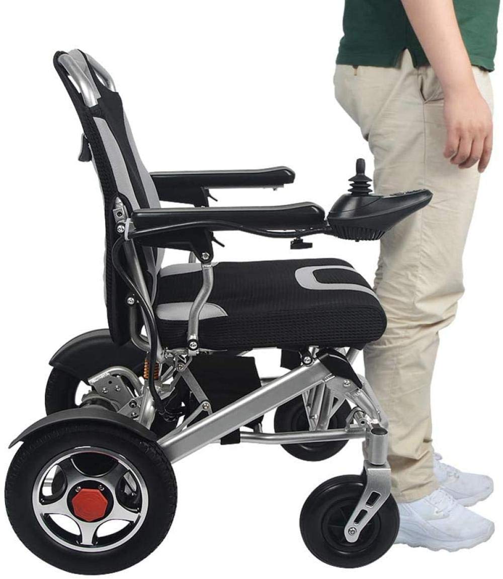 Sillas de Ruedas Eléctricas, Silla de Ruedas Manual Eléctrica Plegable Scooter Mde Aleación de Aluminio Rueda de Neumático de Goma Pararsonas Mayores Discapacitadas