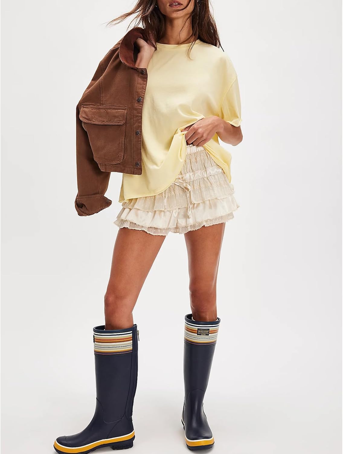 Women Butterfly Lace Short Sleeve Top Y2k Oversized Cut Out Solid Crew Neck T Shirts Summer Embroidered Tee - Image 3