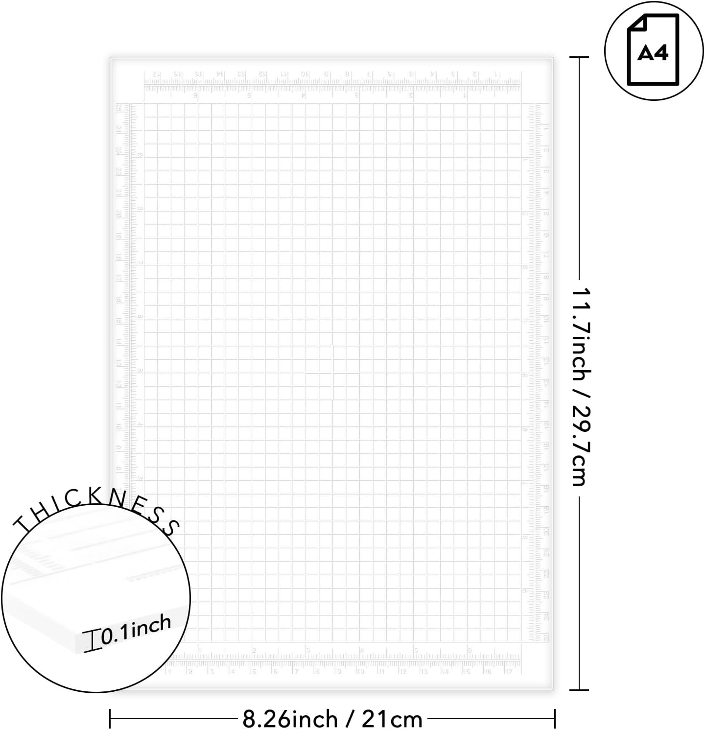 2Pcs A4 Clear Craft Mat for Stencil Stamp, Photopolymer Sticky Mat for Crafts, Sticky Grip Mats for Card Making, Reusable Multi-Use Non-Slip Low Tacky Mats to Hold Cardstock in Place When Stamping