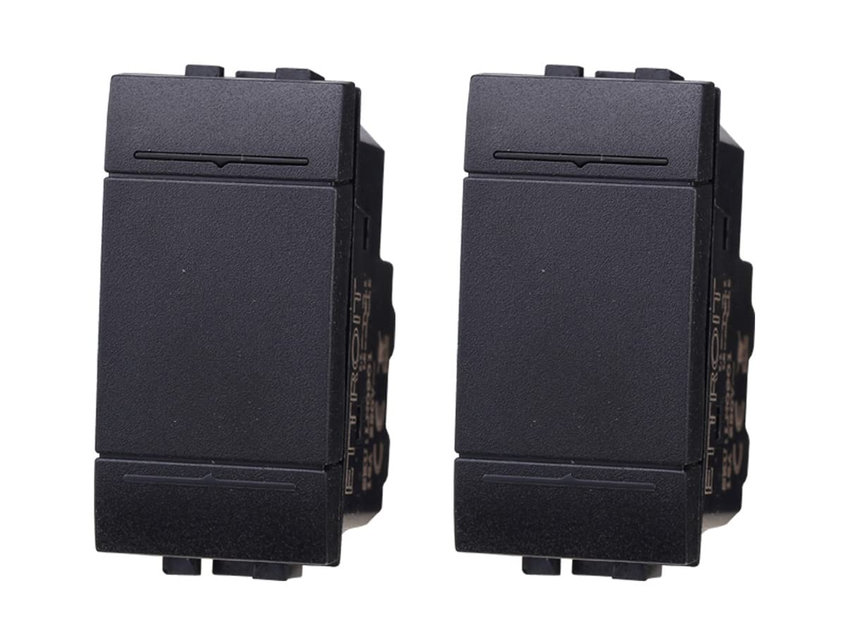 2 Pezzi Interruttore Unipolare 1P 1M 16A, Compatibile Con Bticino Living Light (Nero)