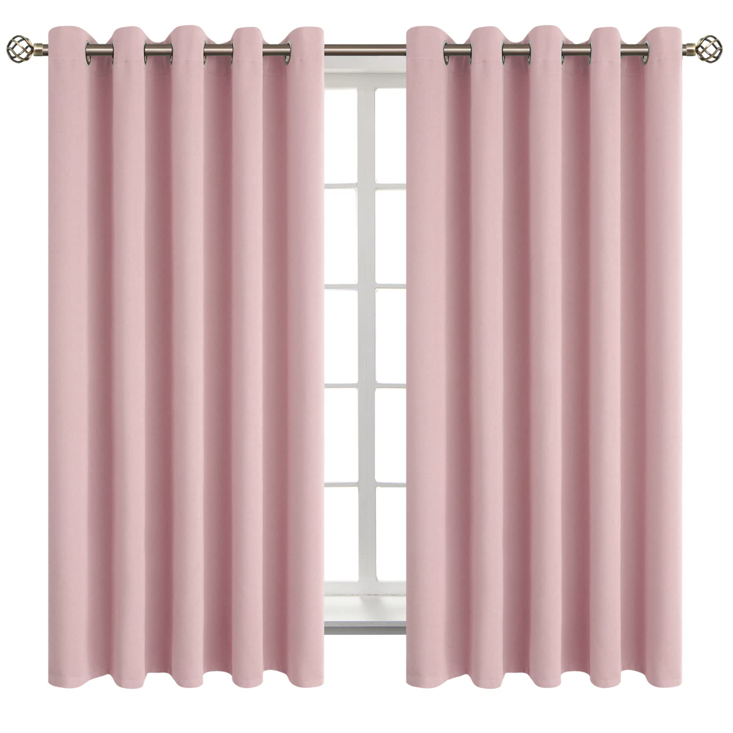 BGment Pink Room Darkening Curtains 63 Inch for Bedroom - 2 Panels