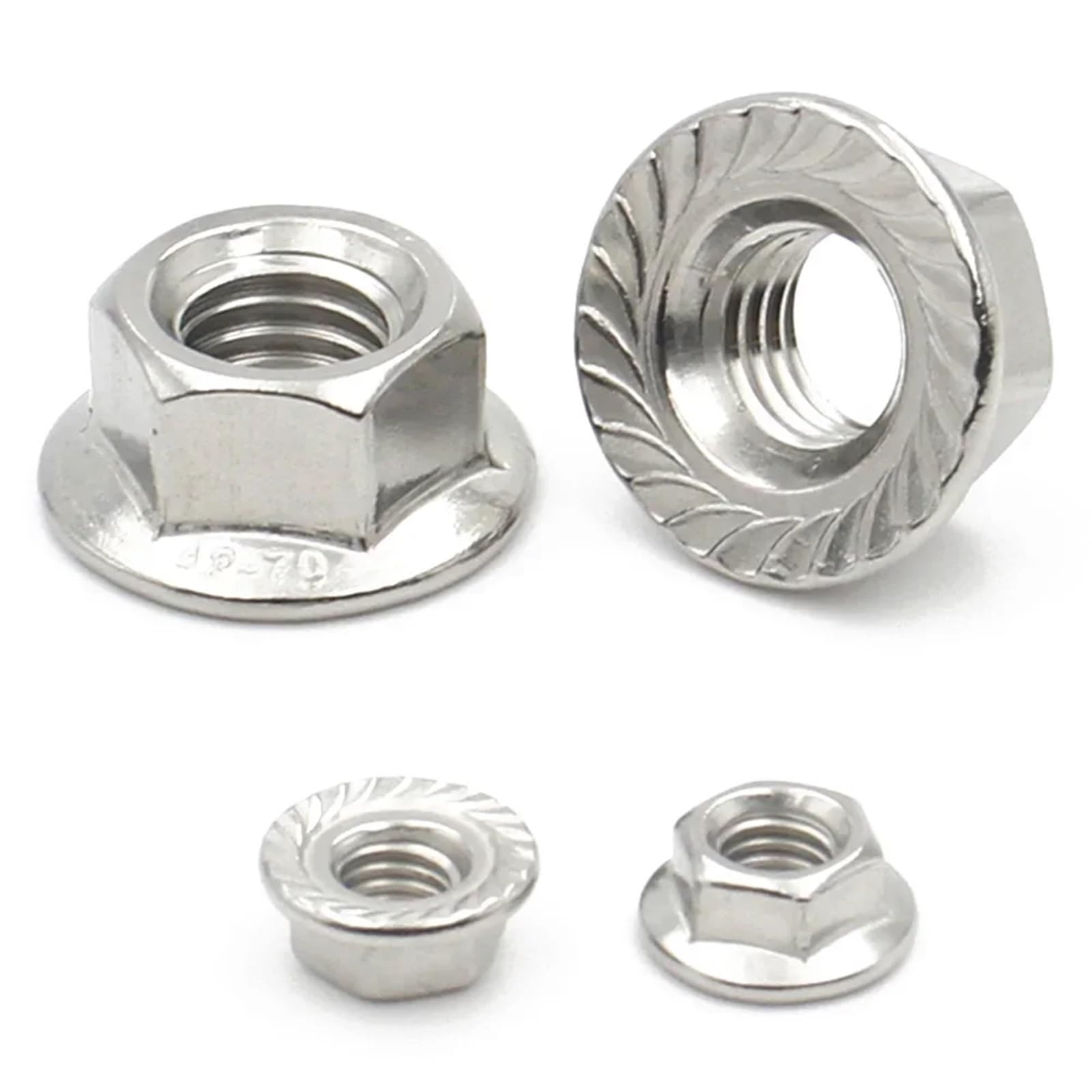 Nakrętki zabezpieczające z kołnierzem sześciokątnym ząbkowanym | Stali nierdzewnej 304(M14 (10pcs))