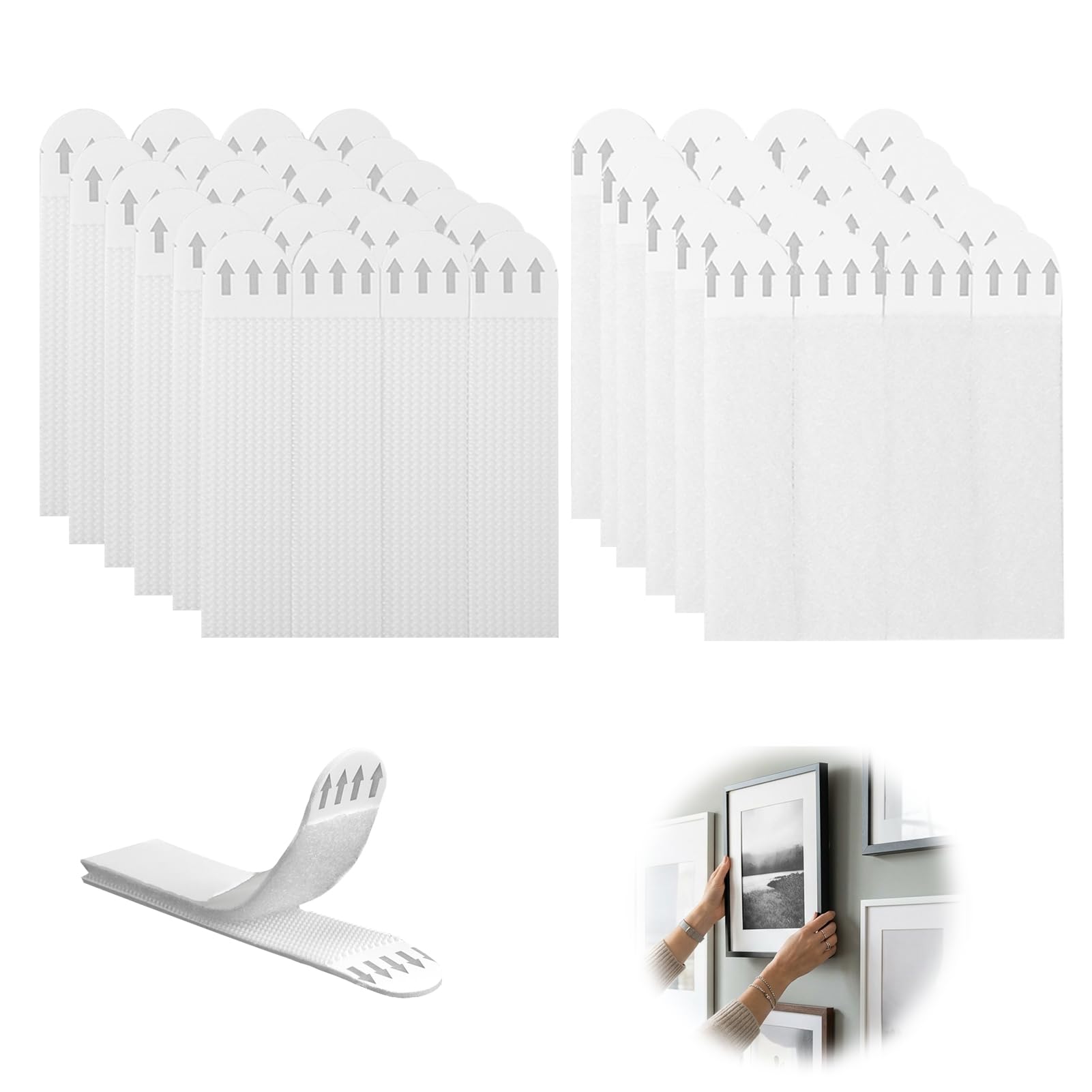Bravien Picture Hanging Strips 72 PCS (36 Pairs), No Nails Picture Hanging, Heavy Duty Wall Adhesive Strips, Poster Strip, Easy to Use, Removable, Damage-Free for Frames, Photos, and More
