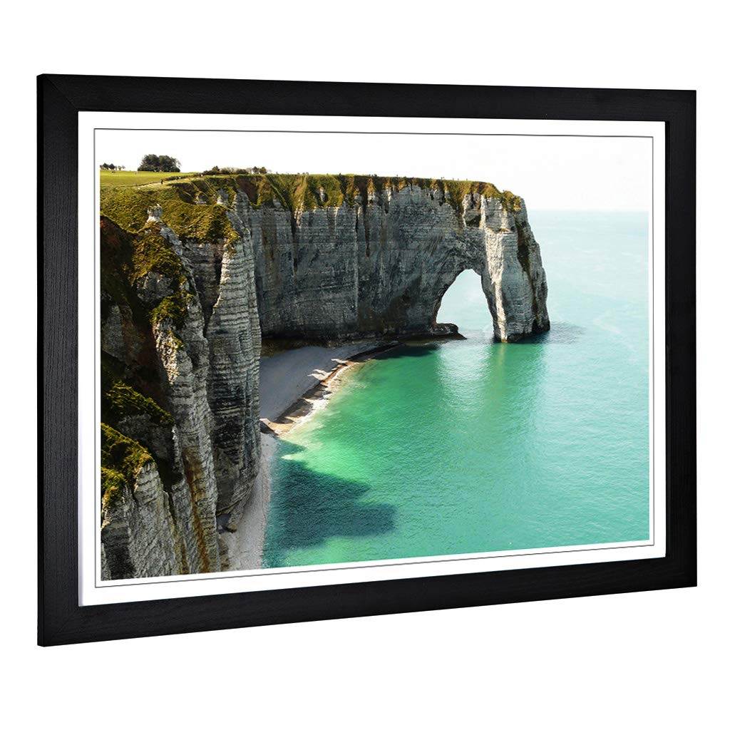 Big Box Art Framed Print of Etretat Normandy France Seascape Design | Wall Art Picture | Home Decor for Kitchen, Living Room, Bedroom, Hallway, Black, A2 / 24.5x18 Inch / 62x45cm