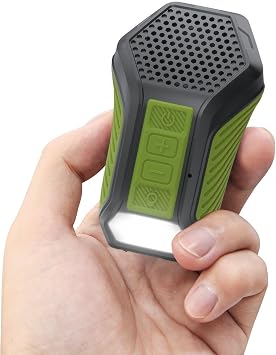INGA Wearable Bluetooth Speaker, Mini Clip-on Portable Speaker with Illumination & Warning Light, Built-in Mic, Hands-Free Calling, for Work, Cycling, Golf & Outdoor Use Army Green
